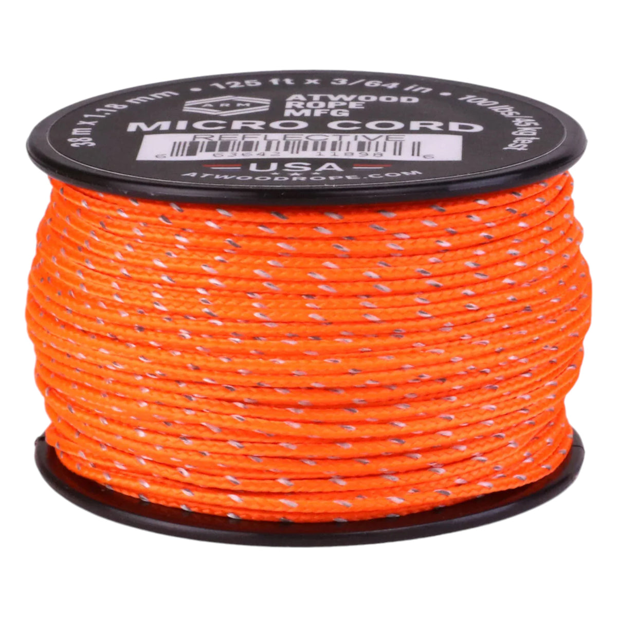 Atwood Rope MFG™ Micro Reflective Cord 1.18mm Neon Orange 38m