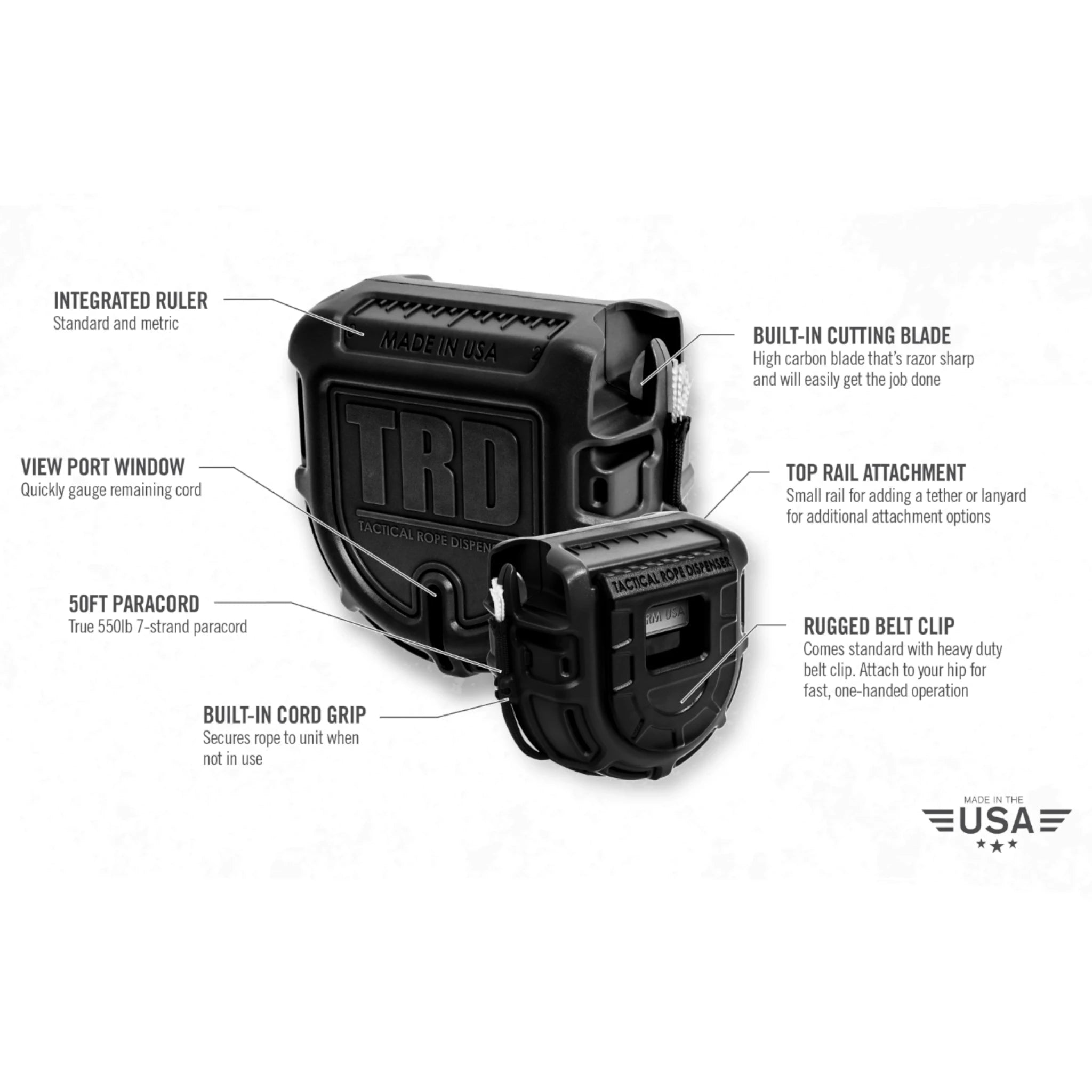 Atwood Rope MFG™ TRD Tactical Rope Dispenser 550 Paracord Info