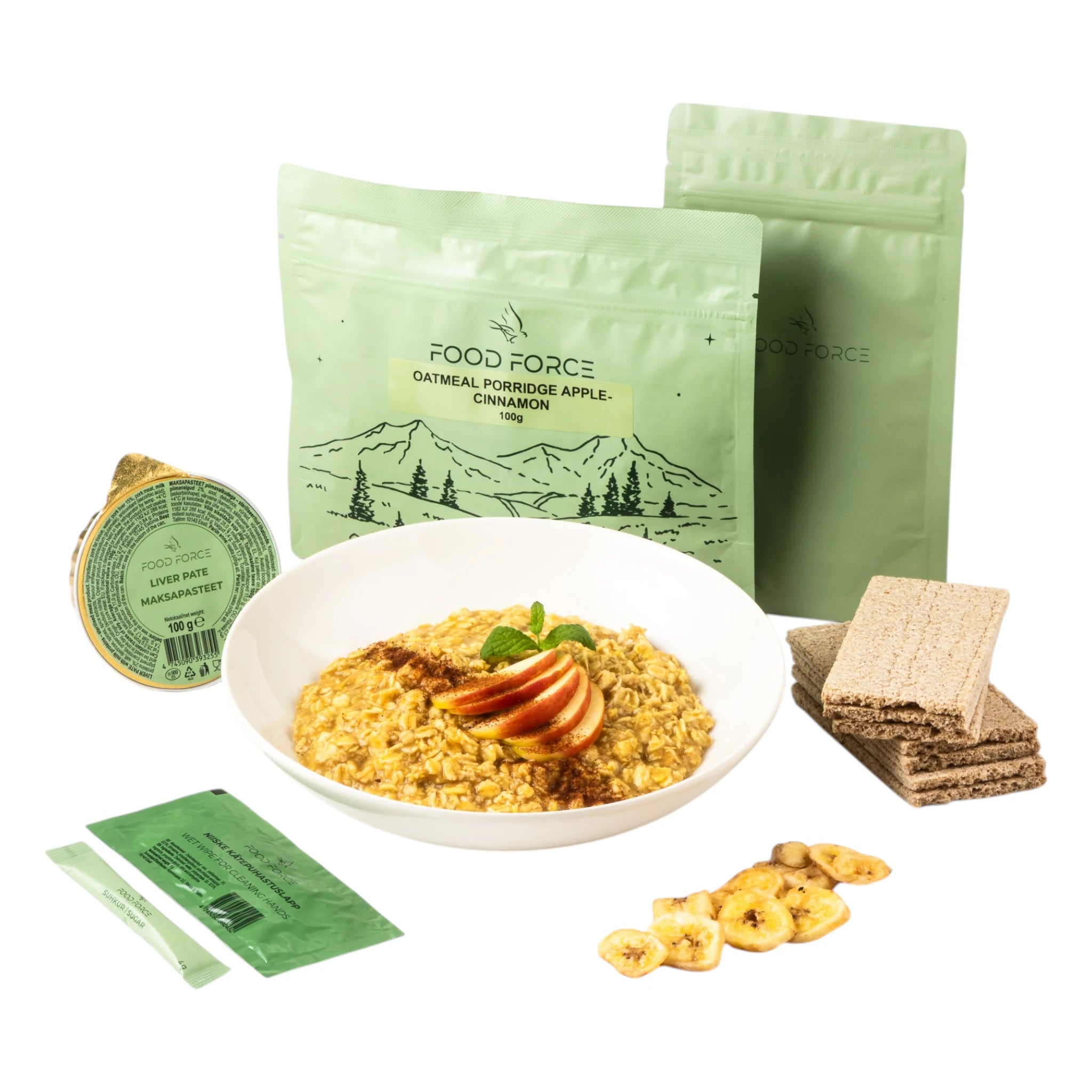 Food Force Trekkingnahrung Set Haferbrei Apfel-Zimt