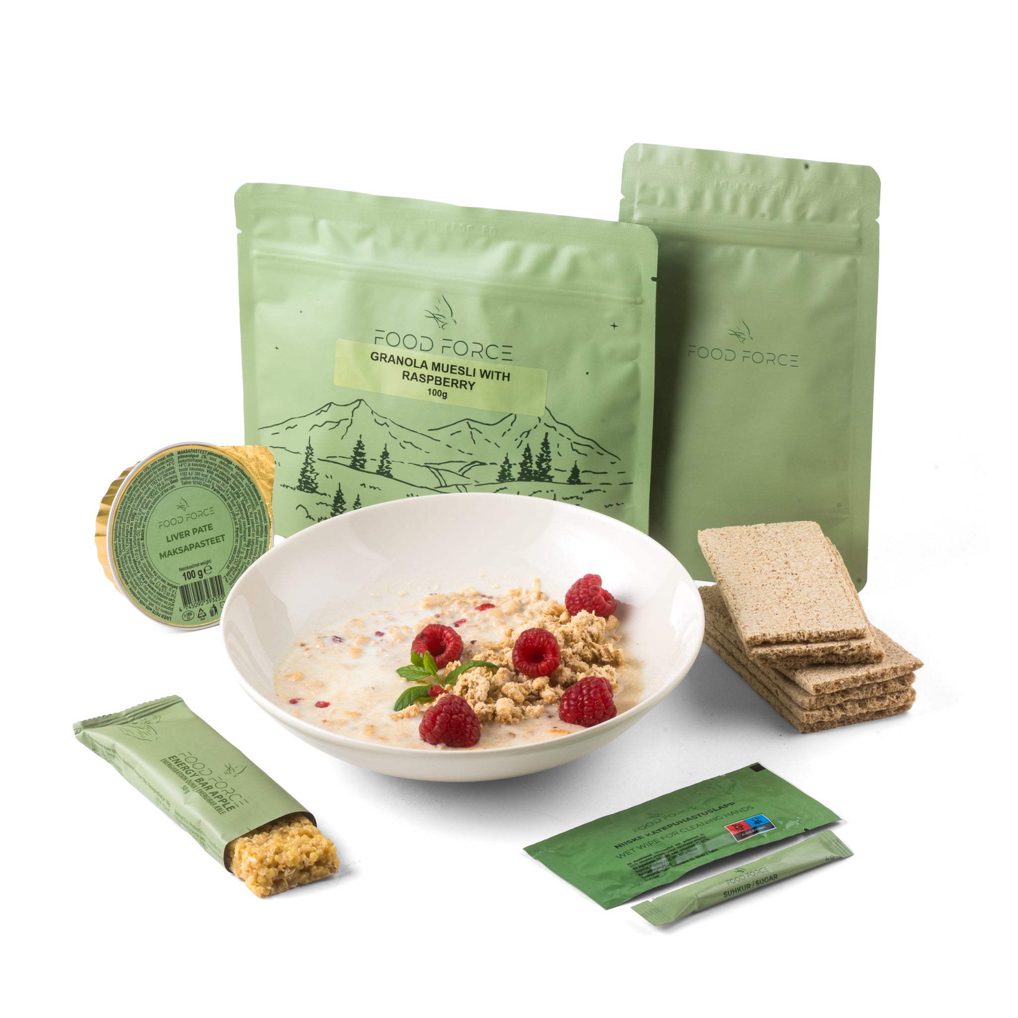 Food Force Trekkingnahrung Set Himbeer-Müsli
