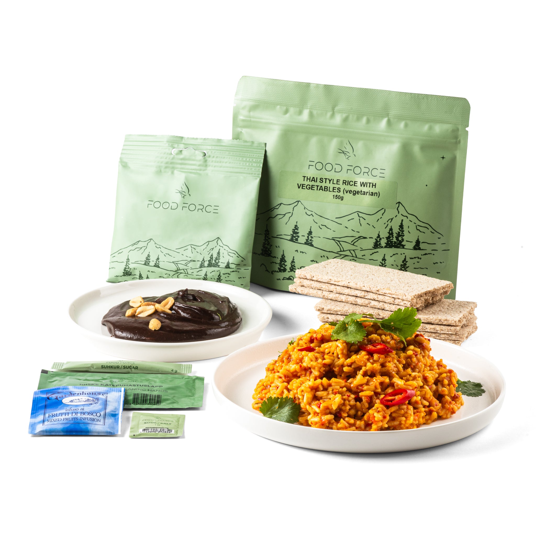 Food Force Trekkingnahrung Set Reis nach Thailändischer Art mit Gemüse