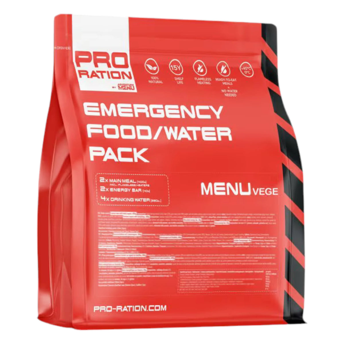 Pro-Ration Emergency Food/Water Menu vegetarisch