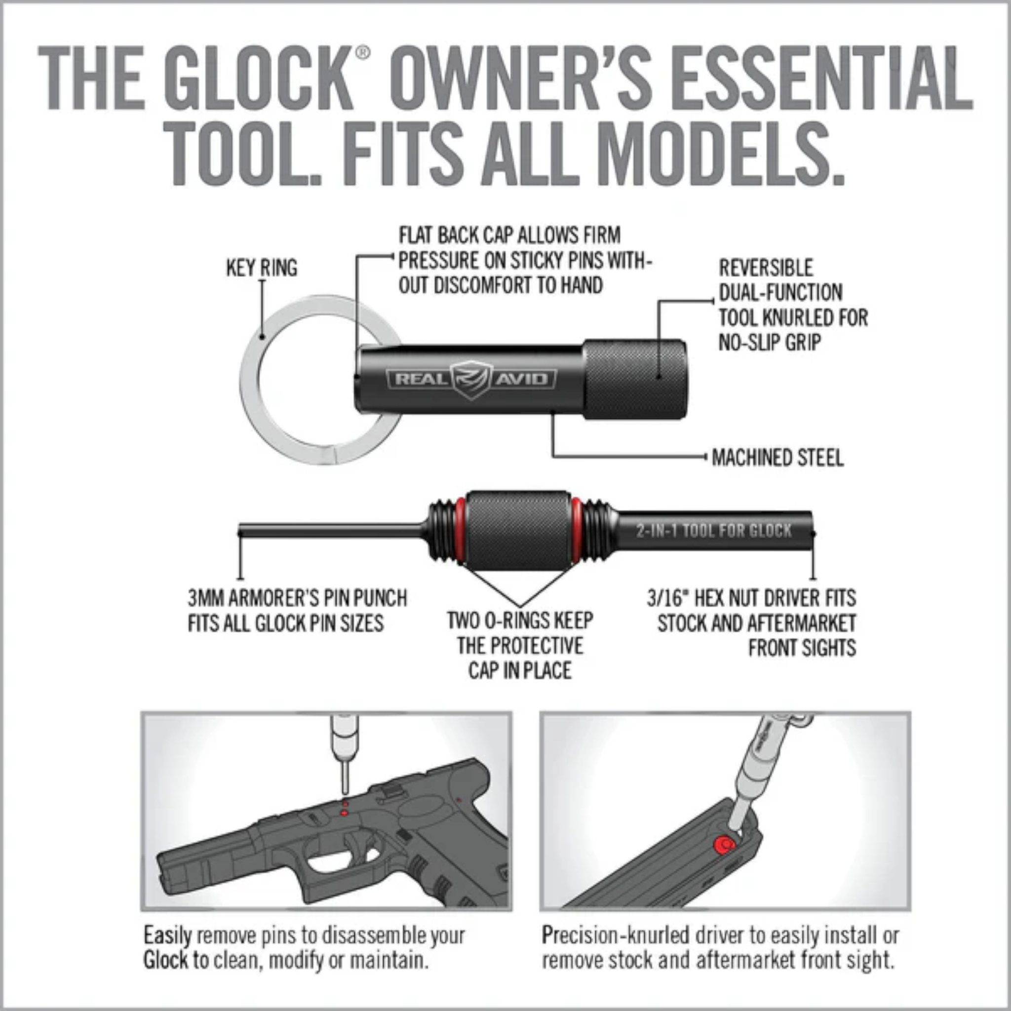 Real Avid Waffenwerkzeug 2-in-1 Tool für Glock