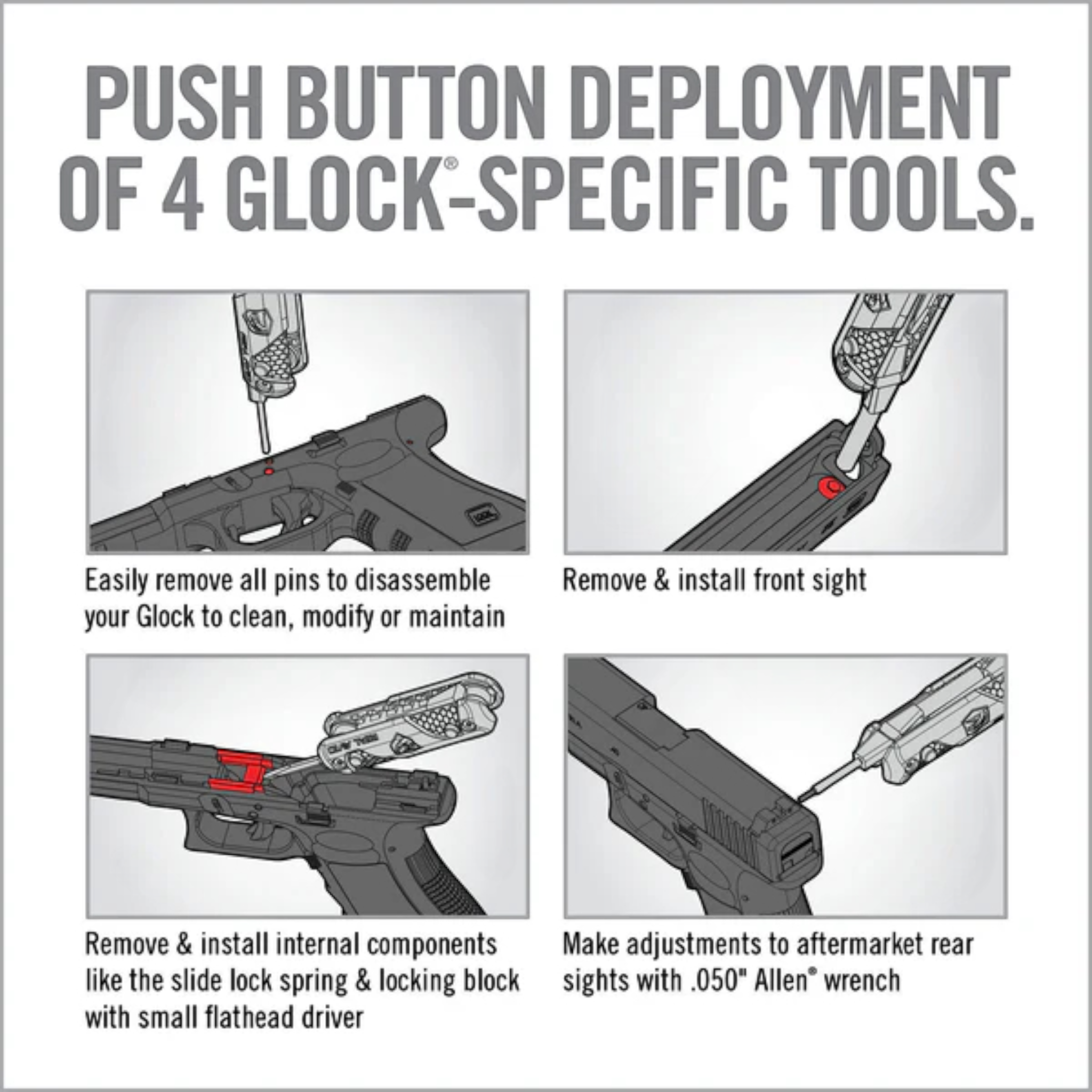 Real Avid Waffenwerkzeug 4-in-1 Tool für Glock