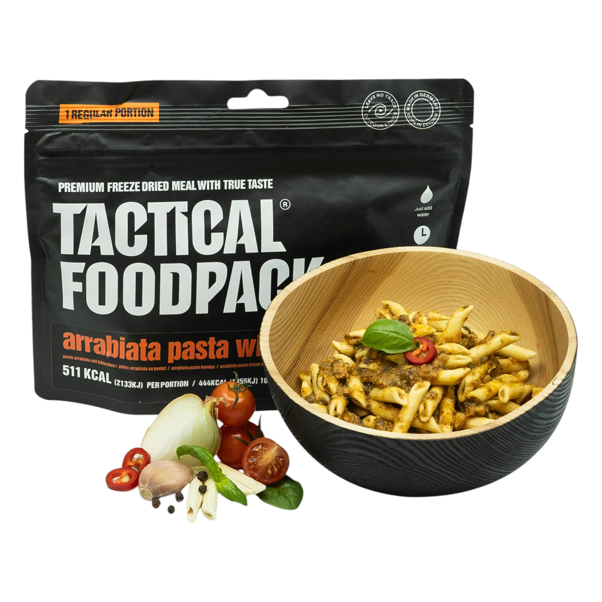 Tactical Foodpack Outdoornahrung Arrabiata Pasta mit Poulet