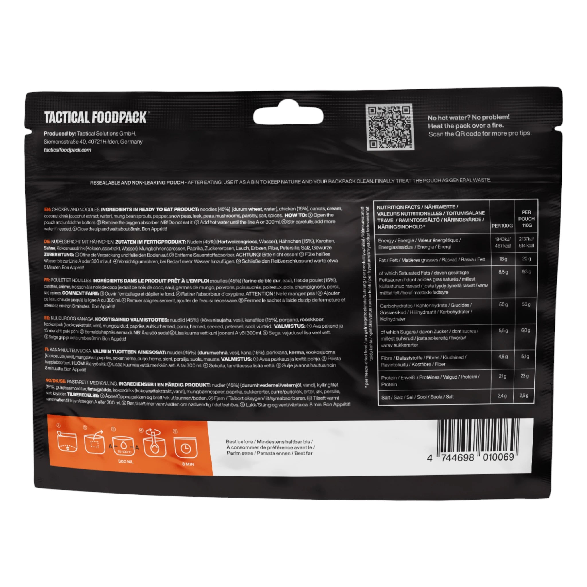 Tactical Foodpack Outdoornahrung Hähnchen Mit Nudeln