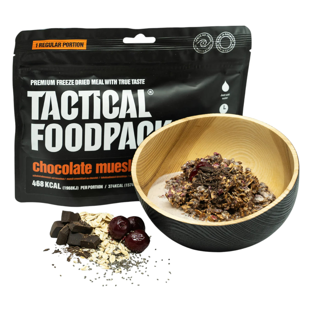 Tactical Foodpack Outdoornahrung Schokoladenmüsli mit Kirschen