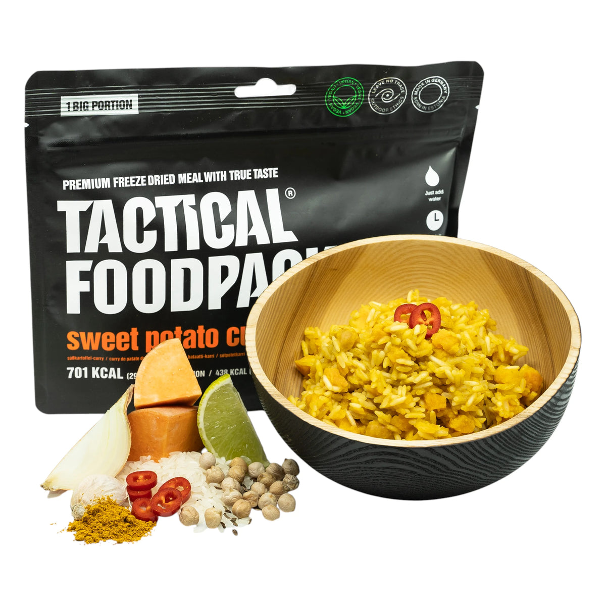 Tactical Foodpack Outdoornahrung Süsskartoffel Curry